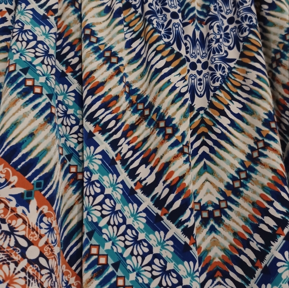 Colorful Patterned Cold Shoulder Blouse Macrame Lace Hems mm mm mm Medium - Picture 9 of 13